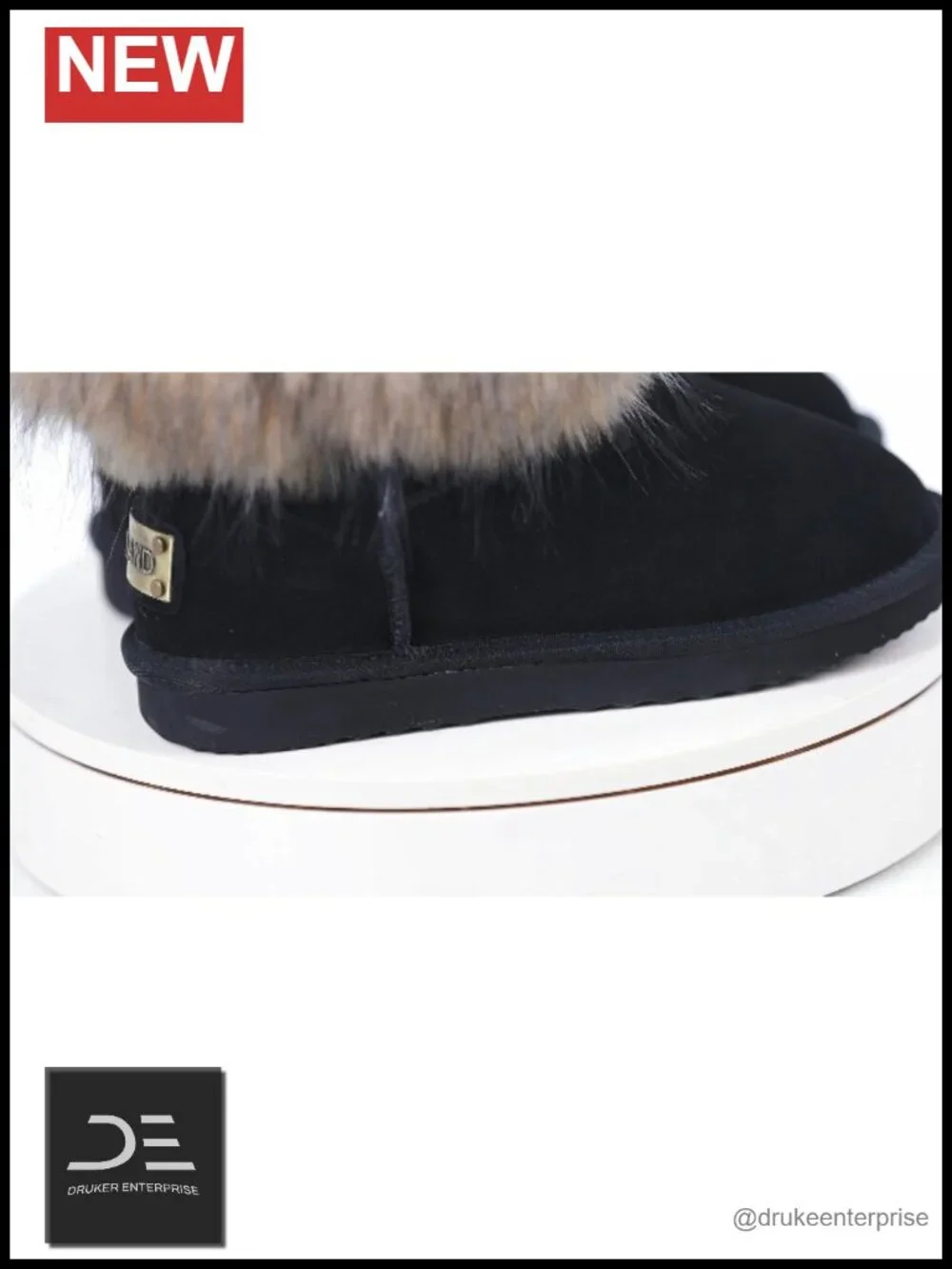 Genuine Suede Waterproof Winter Fur Ankle Boots Women Fluffy Snow Boots